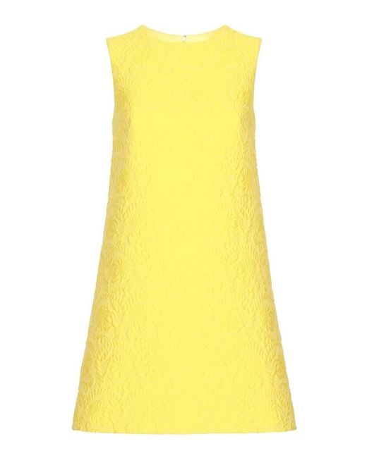 Dolce & Gabbana Yellow Floral Jacquard Shift Dress