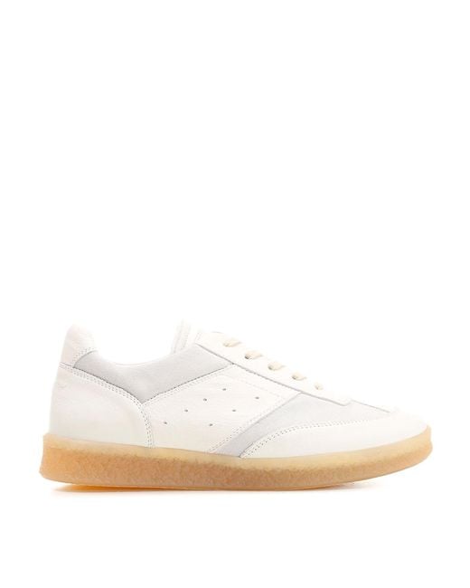 MM6 by Maison Martin Margiela White Low-Top Leather Sneakers for men