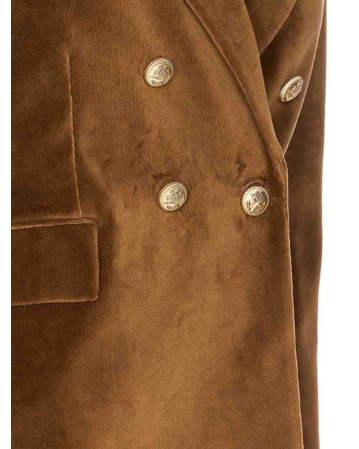 Circolo 1901 Brown Suede Double Breasted Button Closure