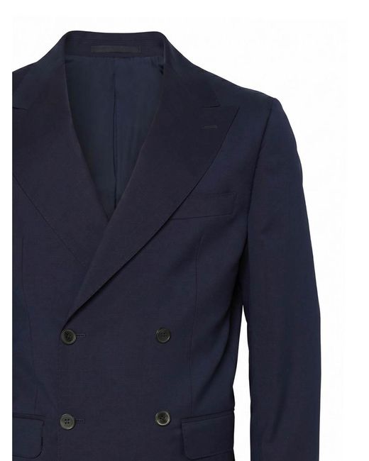 Low Brand Blue Regular-Fit Wool Double-Breasted Blazer for men