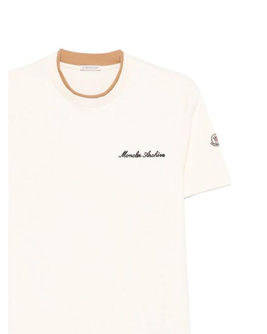 Moncler White Ivory Cotton T-Shirt for men