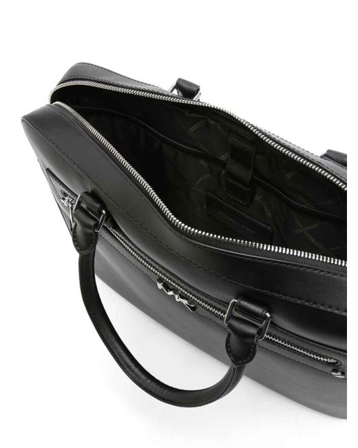 Michael Kors Black Large Front Zip Briefcase for men