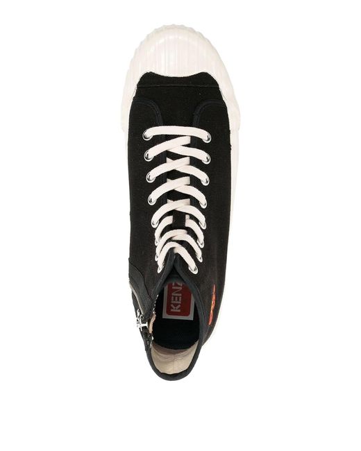 KENZO White Embroidered-Motif High Canvas Sneakers for men