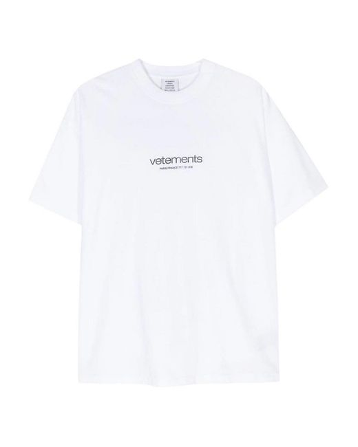 Vetements White Logo Cotton T-shirt