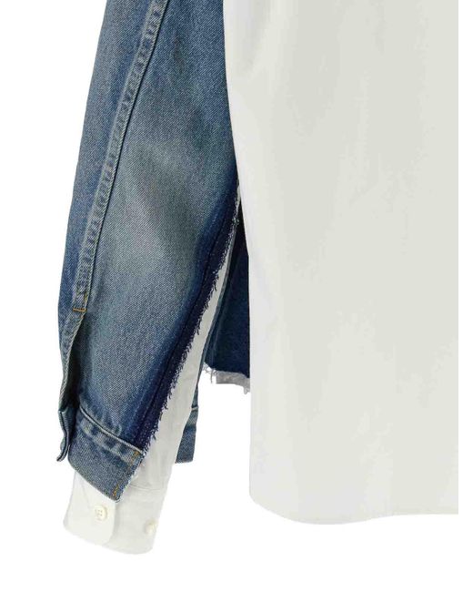 Junya Watanabe Blue Double-Layer Denim Front Shirt Jacket