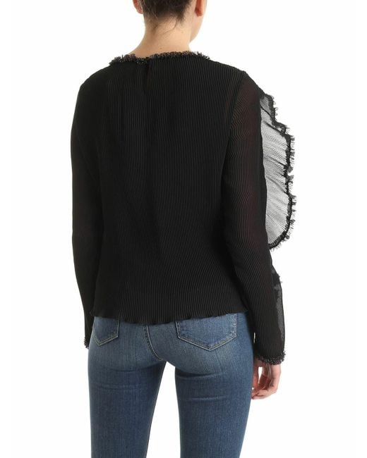 See By Chloé Black Ruffles Long-Sleeved Sweater