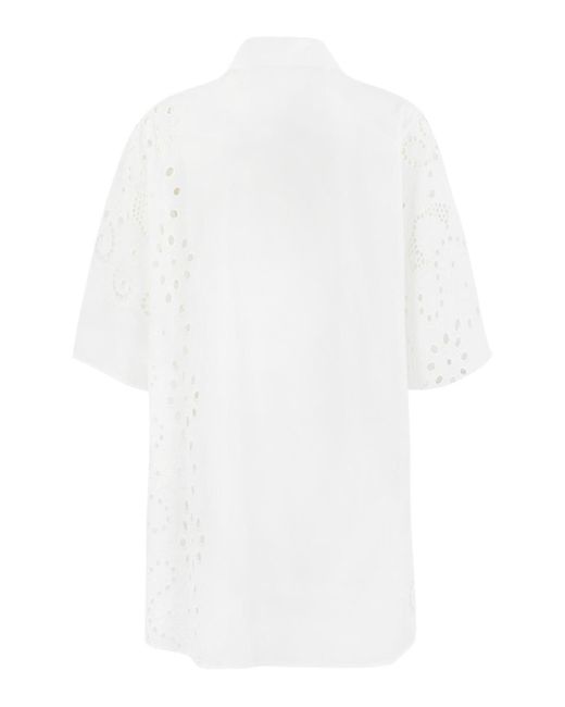 Liviana Conti White Oversize Shirt In Sangallo