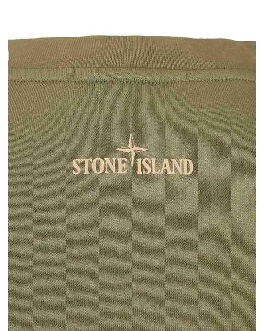 Stone Island Green Organic Cotton Crewneck Sweatshirt for men