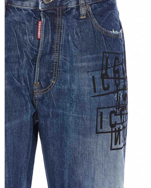 DSquared² Blue Denim Bro Jeans Buttons Print Patch for men