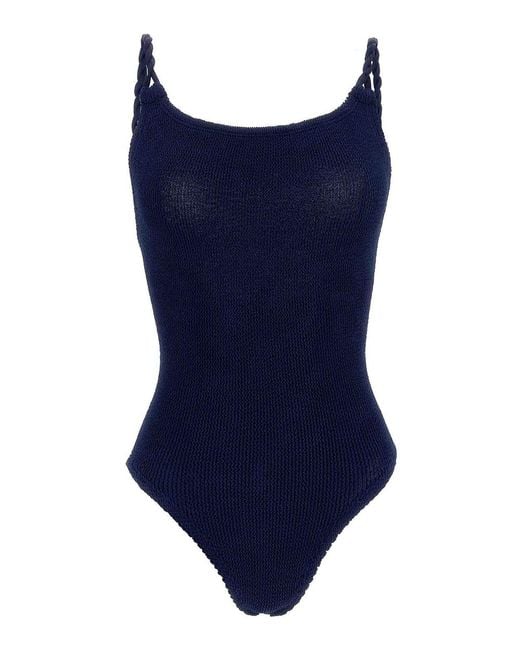 Hunza G Blue Whole 'Camille' Swimsuit