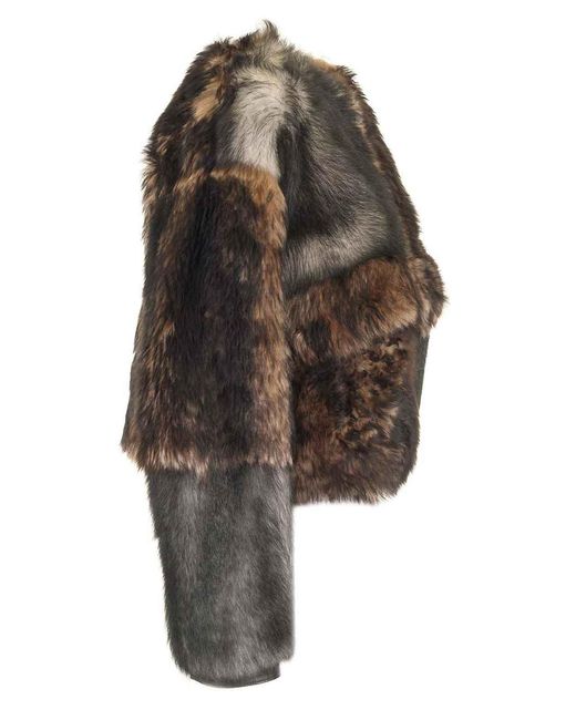 DURAZZI MILANO Black Crewneck Fur Coat