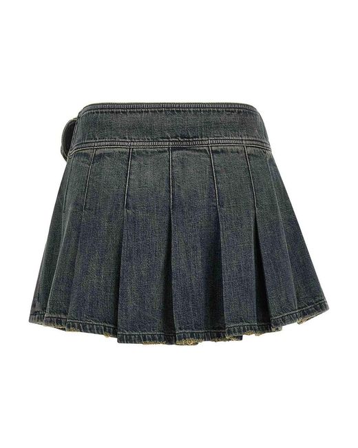 Balenciaga Gray Buckle Pleated Skirt