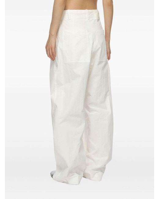 Studio Nicholson White Round Leg Cotton Trousers
