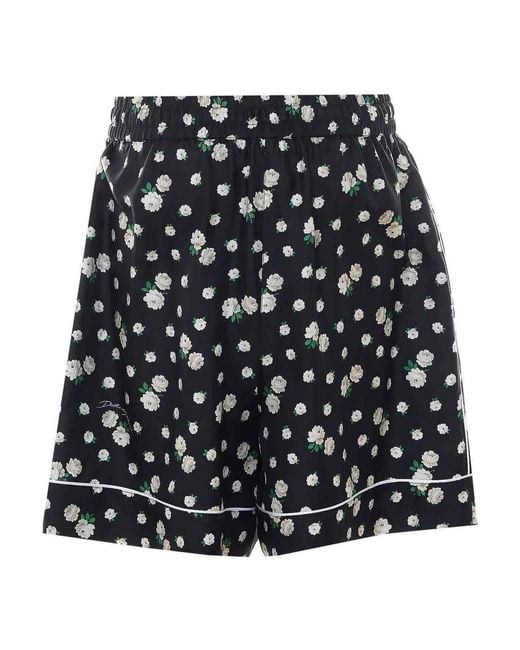 Dolce & Gabbana Black Roses And Lilies Of The Valley-Print Shorts