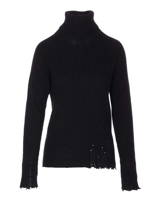 Uma Wang Blue High Neck Rib Top