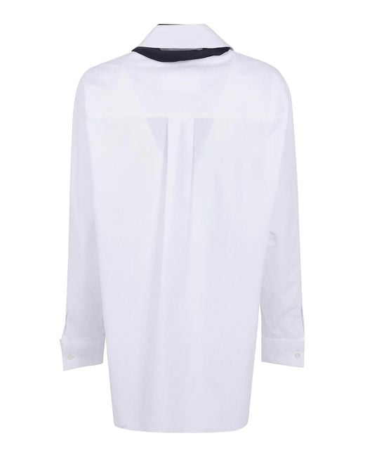 Sacai Blue Poplin Shirt With Satin Tie
