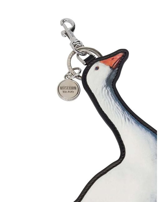 Moschino White Chickadee Goose Keychain Charms
