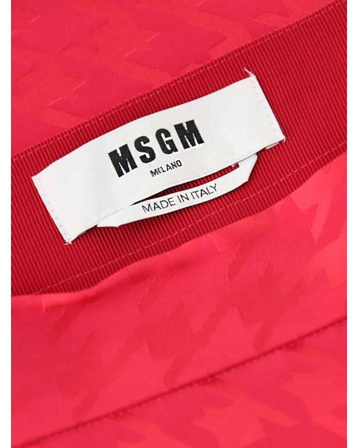 MSGM Red Jacquard Skirt