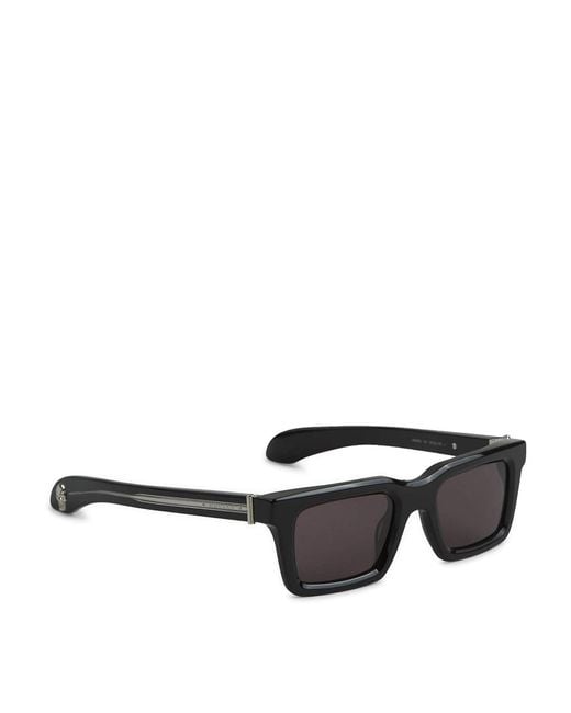 McQueen Black Rectangular Frame Sunglasses With Glossy