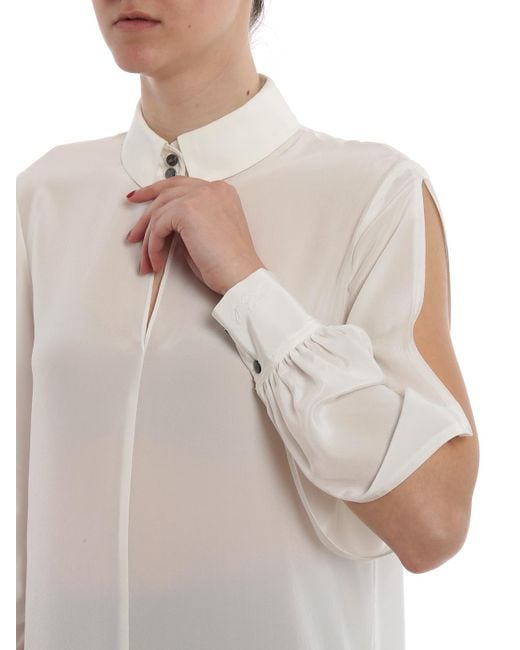Karl Lagerfeld White Keyhole Silk Shirt