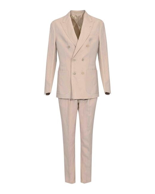 Eleventy Natural Double-Breasted Suit for men