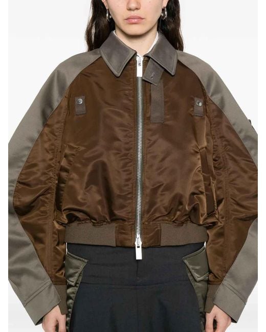 Sacai Brown Zip Bomber Jacket