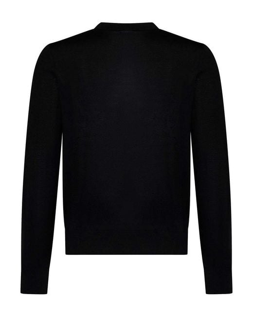 DSquared² Black Tricot Wool Crewneck Sweater for men
