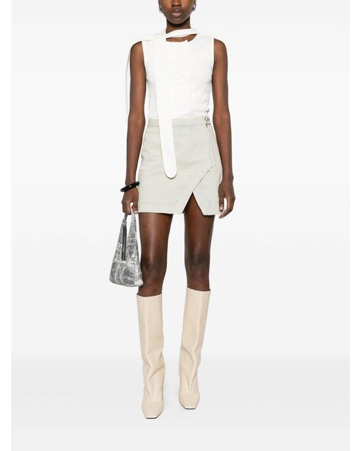Vivienne Westwood White Rita Asymmetric Denim Skirt