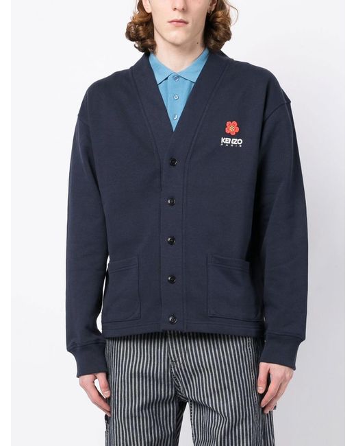 KENZO Blue Boke Flower Sweatshirt Cardigan Style for men