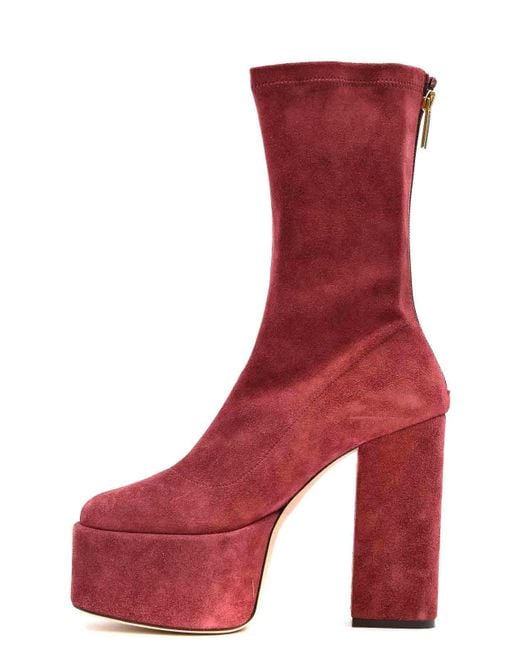 Paris Texas Red Suede Ankle Boots