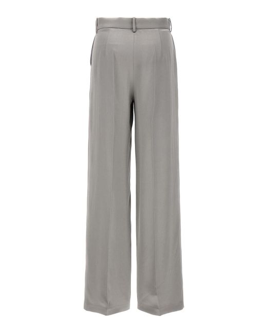Magda Butrym Gray Satin Straight Leg Pants With Central Crease