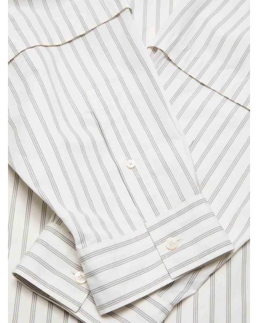 Acne White Striped Button-Up Shirt for men