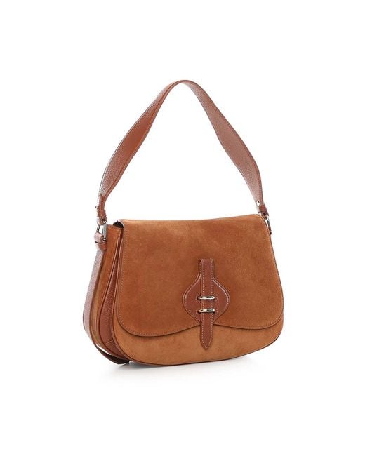 Coccinelle White Mavery Large Suede Shoulder Bag