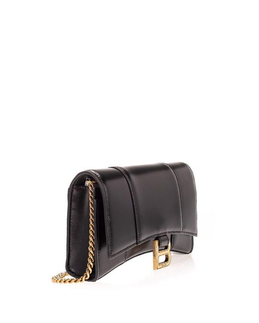 Balenciaga Black Hourglass Mini Wallet On Chain In