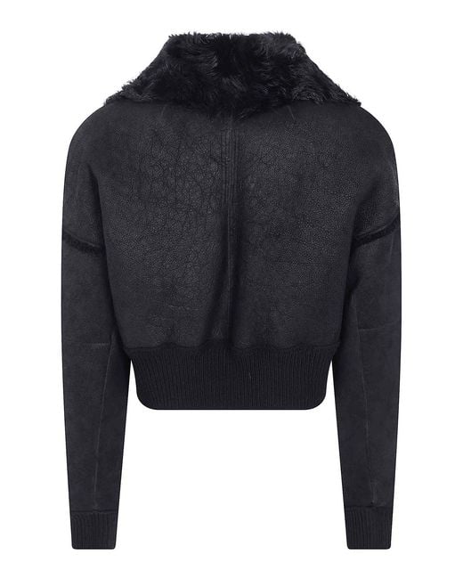 Rick Owens Black Flight Cropped Suede Jacket for men