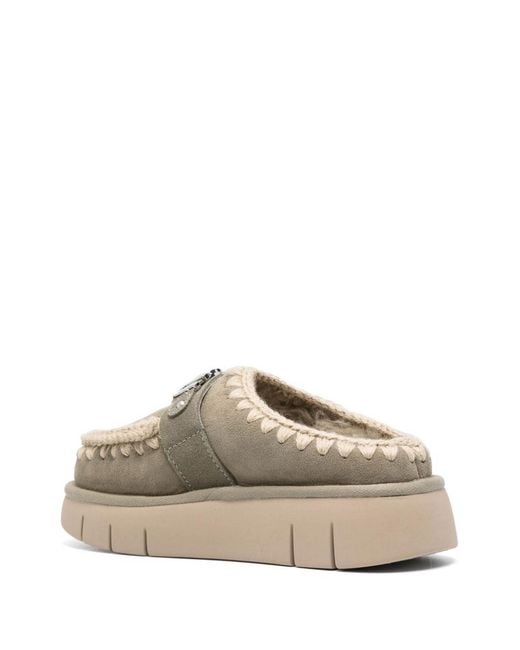 Mou Gray Bounce Clog Metal Logo Slippers