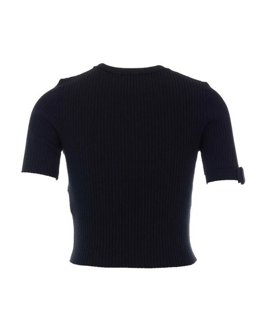 Courreges Blue Buckle Knitted Top