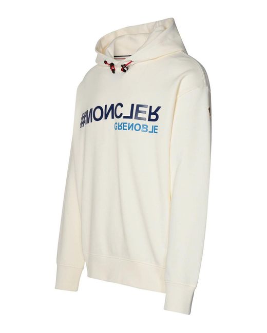 Moncler White Ivory Cotton Sweatshirt for men