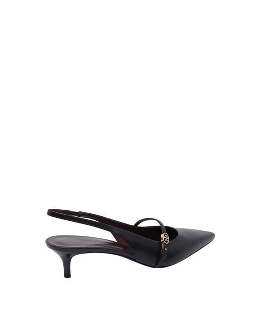Tory Burch Black Double T Buckle Slingback