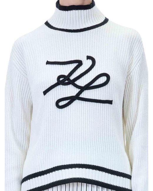 Karl Lagerfeld White Soutache Autograph Knit