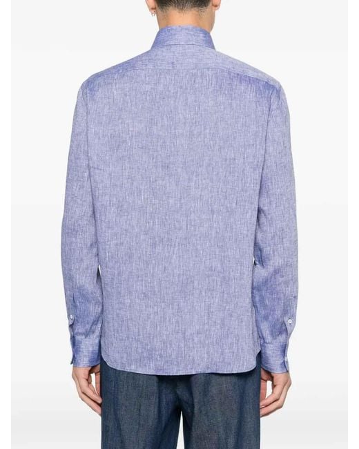 Brunello Cucinelli Purple Linen Shirt for men