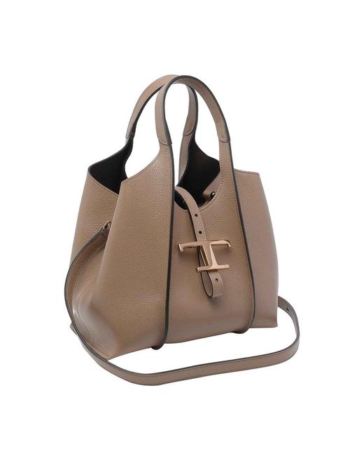 Tod's Brown Mini T Timeless Shopping Bag