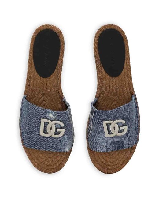 Dolce & Gabbana White Denim Logo Espadrilles