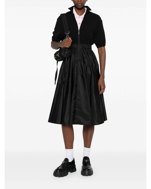 Moncler Black Satin Midi Dress