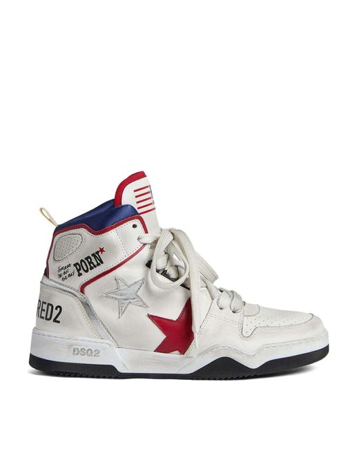 DSquared² White Logo-print High-top Sneakers for men