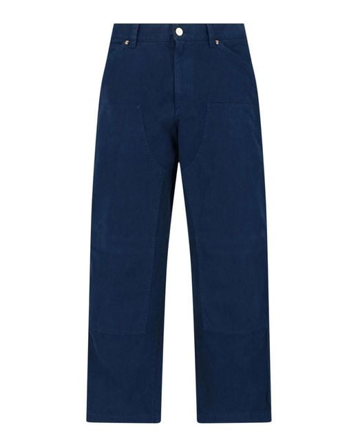 Versace Blue Overdyed Canvas Carpenter Pants for men