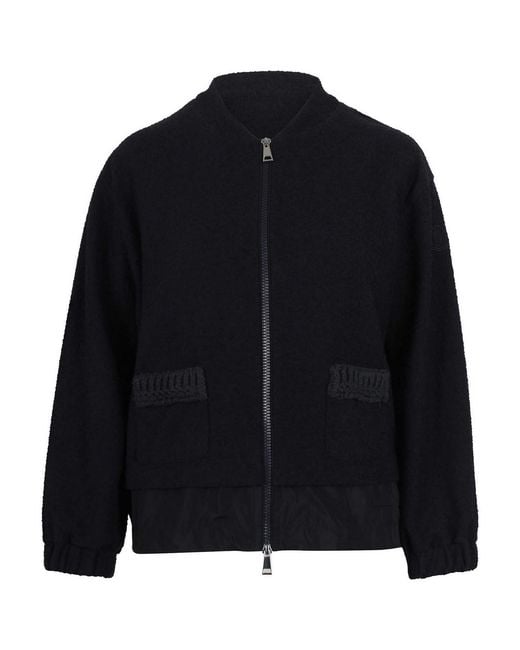 Moncler Blue Cardigan With Patch Pockets