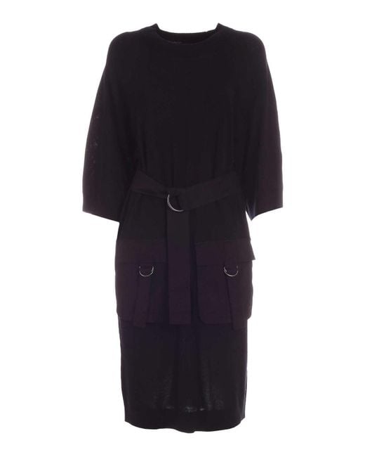 DKNY Black Maxi Front Pockets Dress