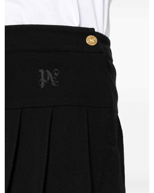 Palm Angels Black Monogram-embroidered Mini Skirt