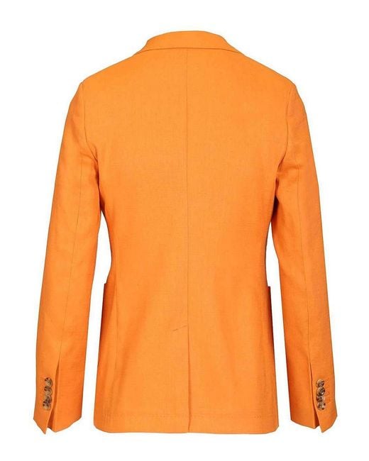 Sartoria Latorre Orange Single-Breasted Linen Blend Blazer